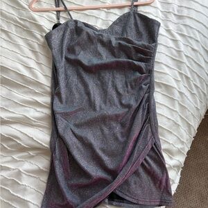 Cider Shimmering Gray Mini Dress